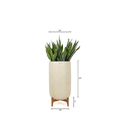 This Beige Large circular planter with wood stand is a perfect combination for any home. The snake plant works very well to this Condo Planter with w.ooden stand