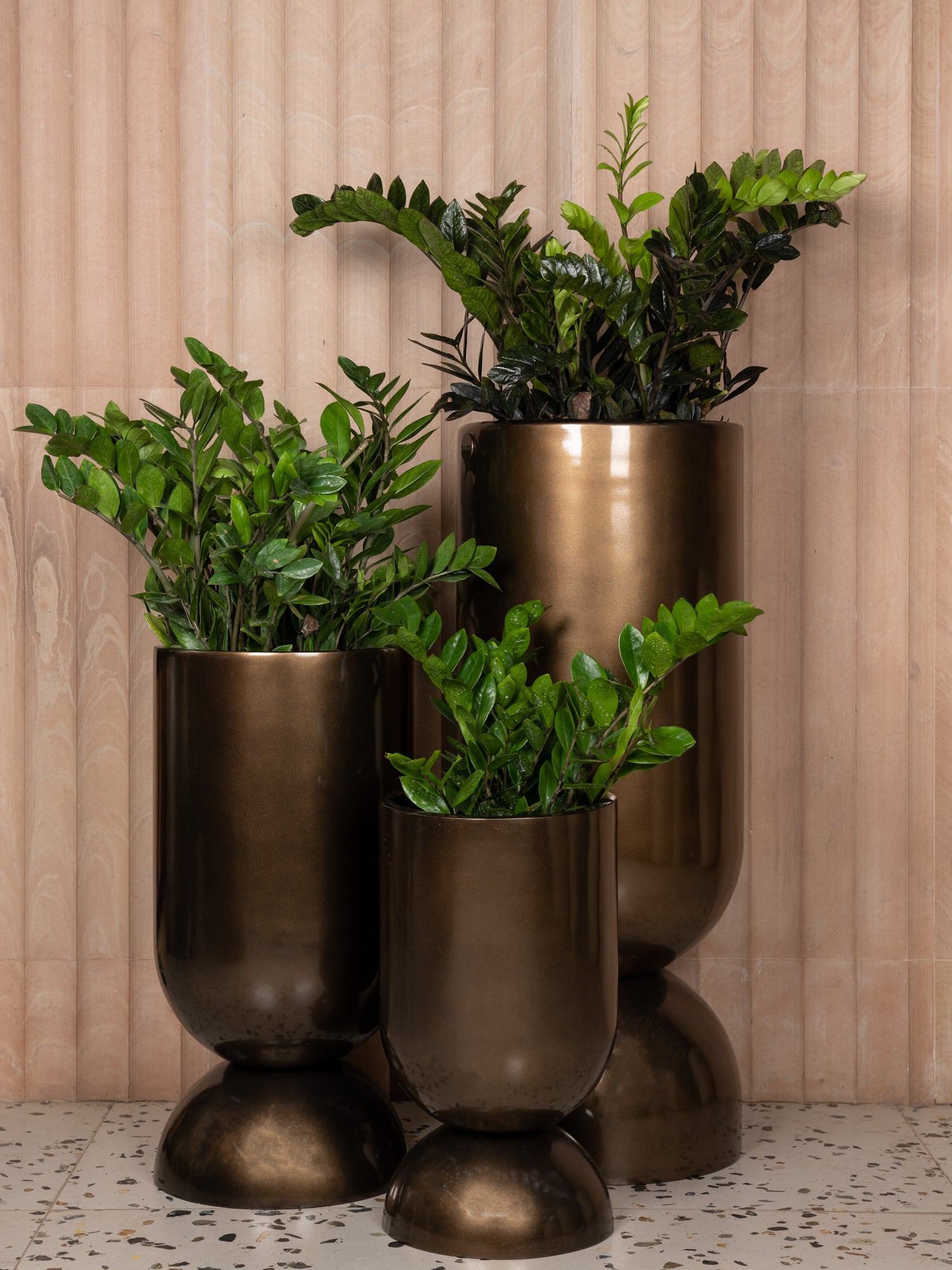 brass pots for plants Hourglass Modern Planter Brass