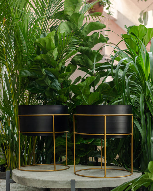 Roto Metal Round Indoor Planter Pot