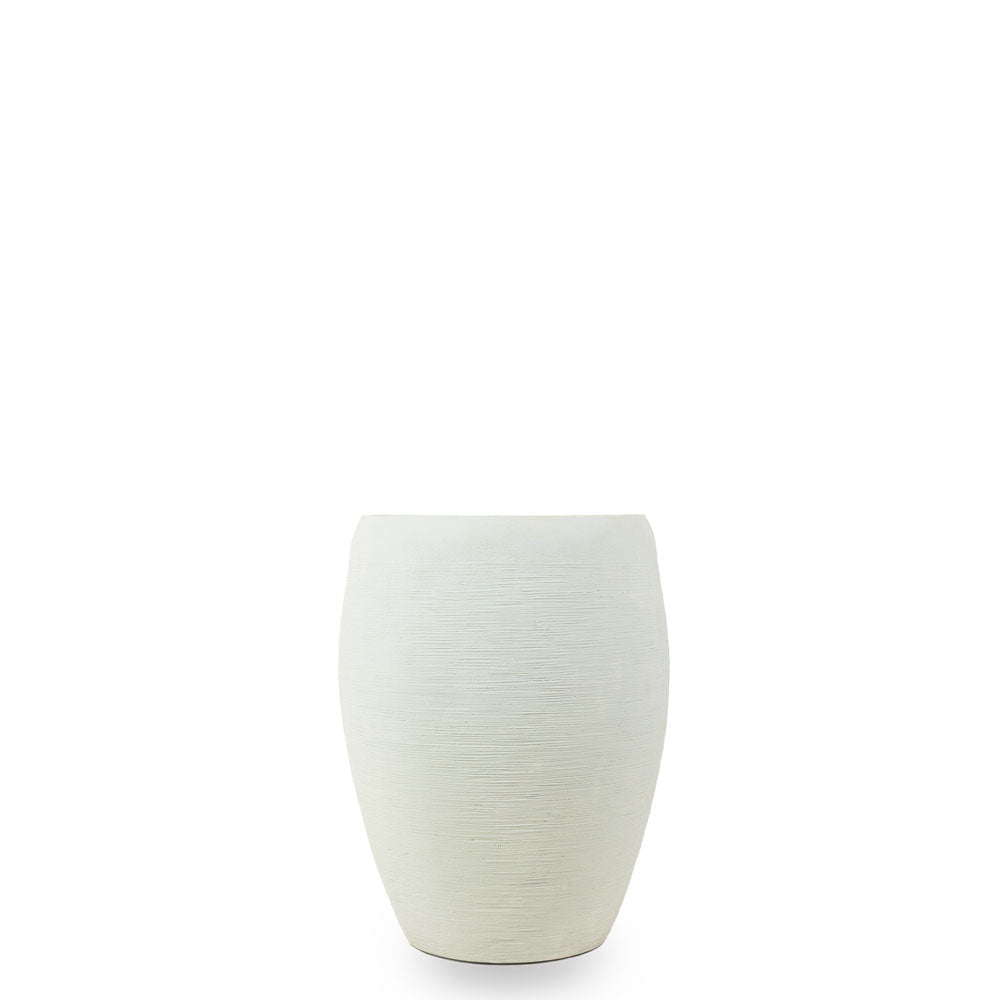 Buy round circular planters in Bnagalore online. White planters that have a beatutiful texture in Matt white available online in India