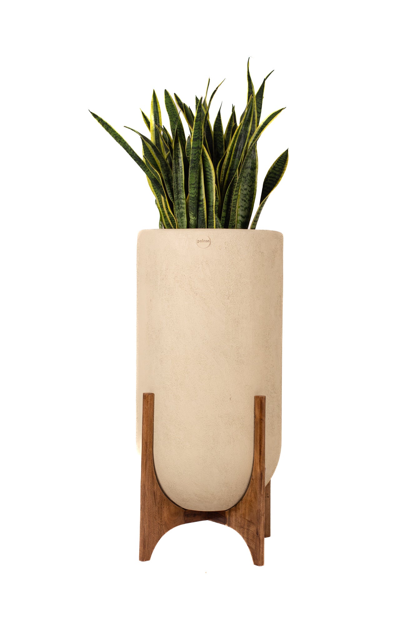 An Ode to the mid century designs with the beige Ammo Planter with Woods stand. This Beige FRP Planter is a perfect planter to place indoors. Shop online for FRP Planter Pots.