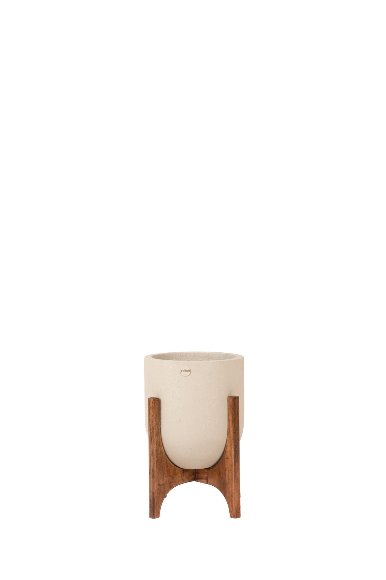 An Ode to the mid century designs with the beige Ammo Planter with Woods stand. This Beige FRP Planter is a perfect planter to place indoors. Shop online for FRP Planter Pots.