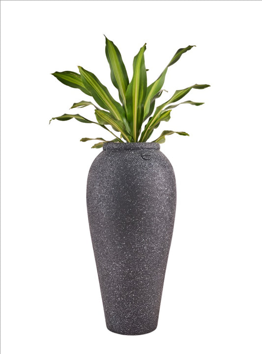 This black round planter pot is light weight and easy to maintain. This large FRP planter pot can be used in gardens, balcony garden or indoors. Living room planters.