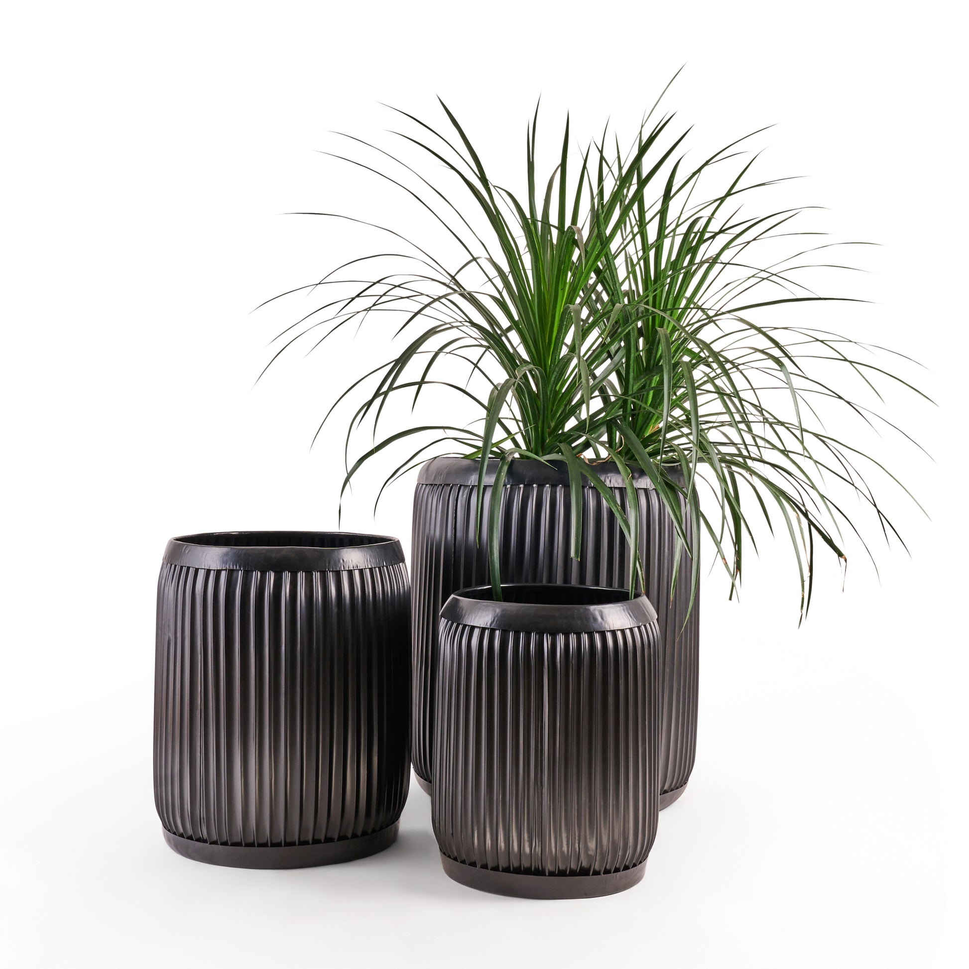 This beautiful large black metal planter by Palasa can bring life to any space. Use this black metal indoor planter pot set any where in your living room, bedroom or even entryway.