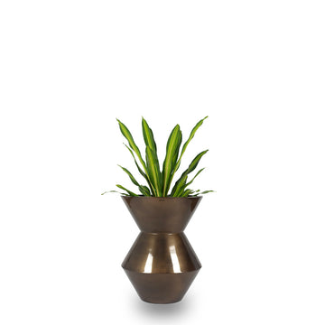 This Brass Metallic finished FRP Planter is a perfect example of contemporary design. Its unique funnel shape adds an eye-catching style to any space. Perfect for both indoor and outdoor settings, the Funnel Planter works well with a range of plants, such as Bamboo Palm, Dracaena Dara Singh, or Dracaena Draco.