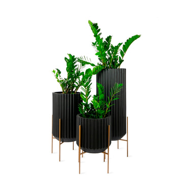 Fluto Planter with Metal Stand