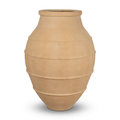 Sand Beige banded planter on white background