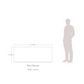 Paro-Recon planter outline dimension guide with a pale human silhouette, length 36 inches, width 12 inches and height 15 inches