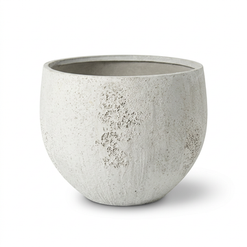 Single Antique White Aura planter on a white background