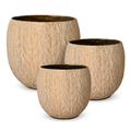 Tisha planters in Small, Medium and Large sizes grouped on a white background