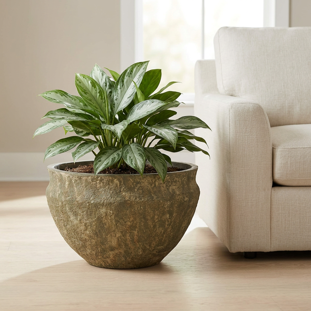 Single Mahi Wide planter in a living room