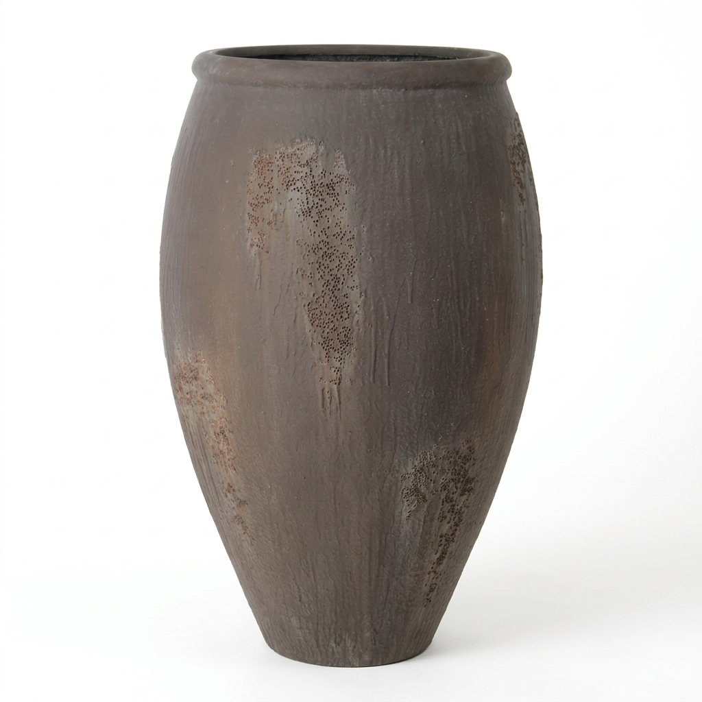 Single Antique Brown Marlo planter on white background