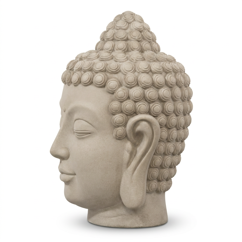 Zen Buddha FRP Sculpture, AI-approximated side profile