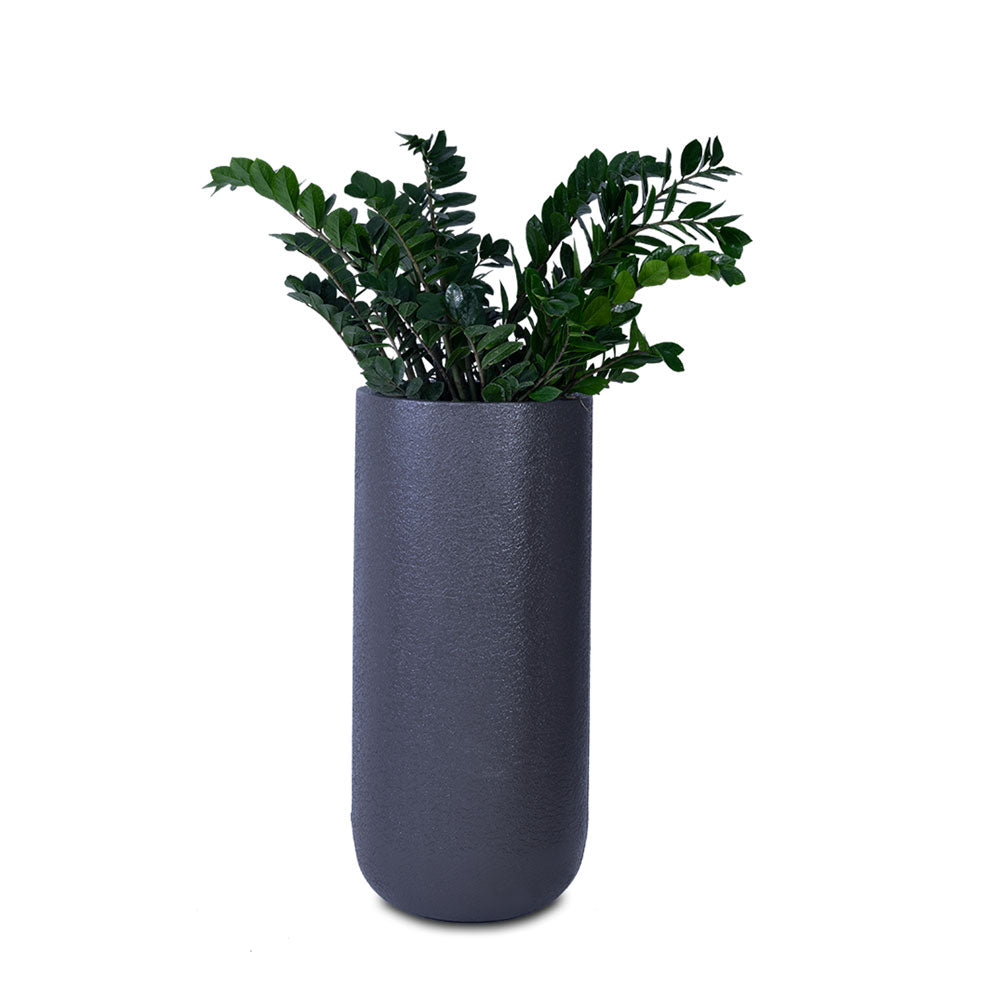 This grey round large planter set is an ideal fit for classic and contemporary residences and gardens. Its sleek, tall structure makes it perfect for a single planter or as a set of three. This large FRP planter box is sure to become  a statement planter in your home or balcony.   