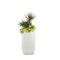 This white round large planter set is an ideal fit for classic and contemporary residences and gardens. Its sleek, tall structure makes it perfect for a single planter or as a set of three. This large white FRP planter box is sure to become  a statement planter in your home.  