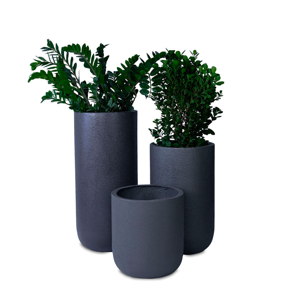 This grey planter set is an ideal fit for classic and contemporary residences and gardens. Its sleek, tall structure makes it perfect for a single planter or as a set of three. This large FRP planter box is sure to become  a statement planter in your home or balcony.   