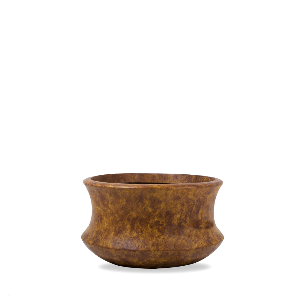 Galileo's rustic finish looks great both indoors and out, and decor enthusiasts adore its flared base and tapering center.  These rustic planters work well with the Philodendron Xanadu, Lady Palm or even the Areca palm.